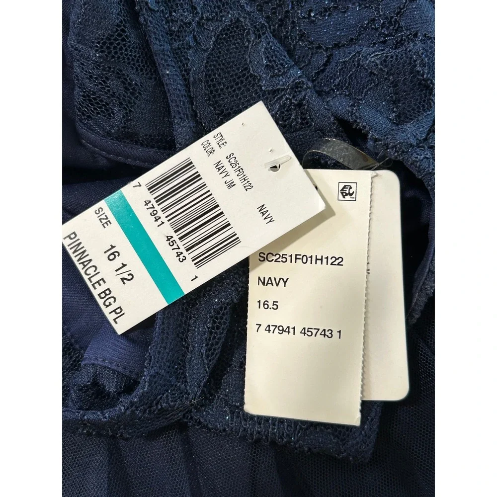 NEW Speechless Girls Navy Blue Lace Tulle Formal‎ Dress Rhinestone Belt 16.5